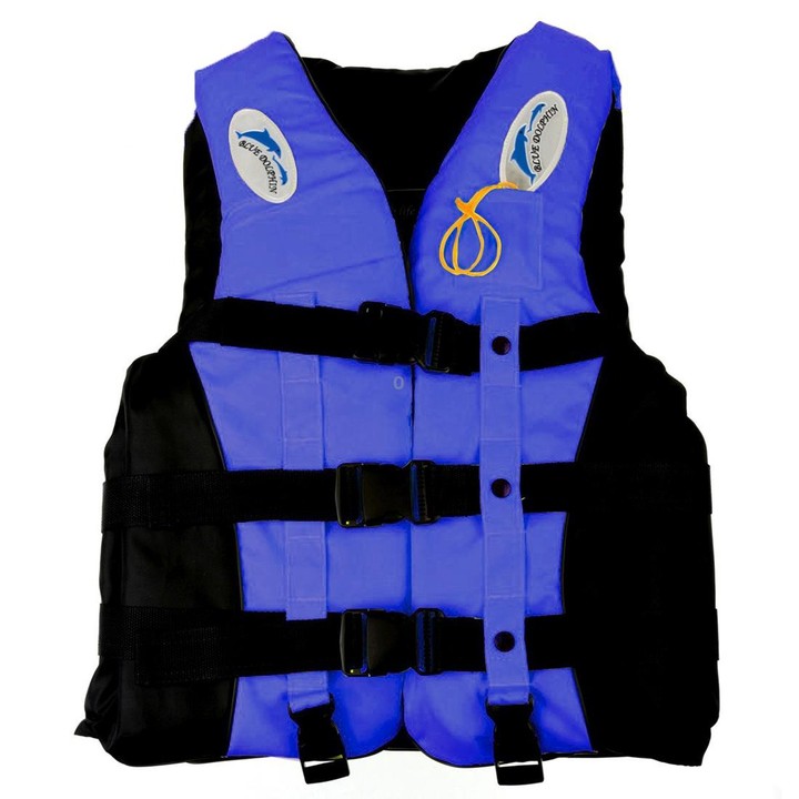 Drifting Swimming Fishing Life Jackets with Whistle for Adults & Children,Size: L(Blue)