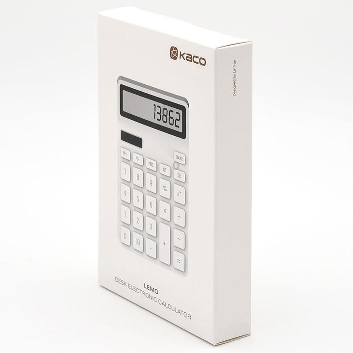 Original Xiaomi Youpin LEMO Rice Calculator 12-bit LED Display ABS Material 6 Degree Angle(White)