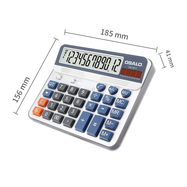 OSALO OS-6815 12 Digits Desktop Calculator Solar Energy Dual Power Calculator
