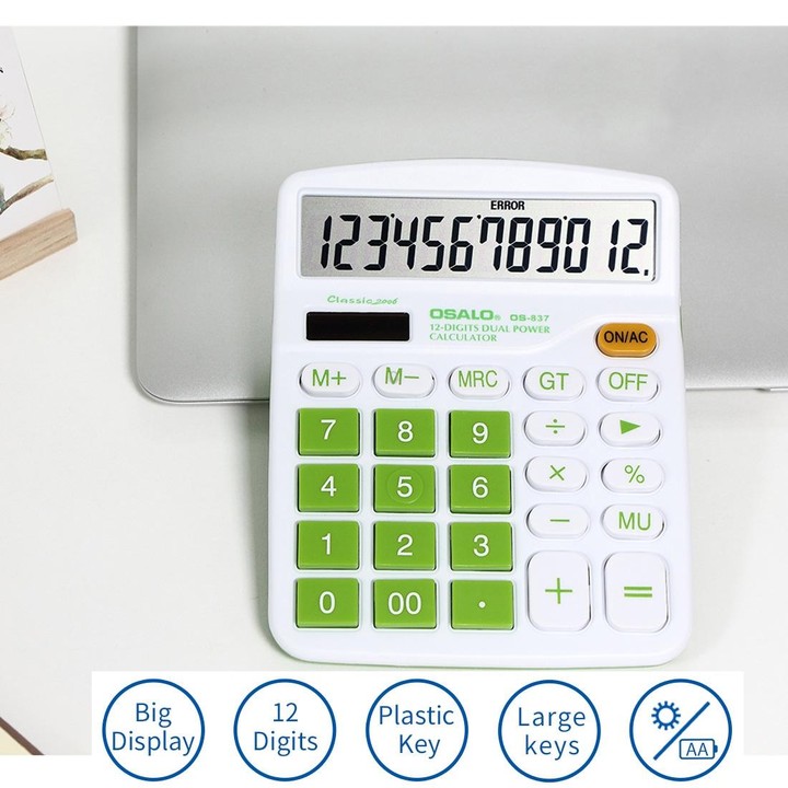 OSALO OS-837VC 12 Digits Colorful Desktop Calculator Solar Energy Dual Power Calculator(Orange)