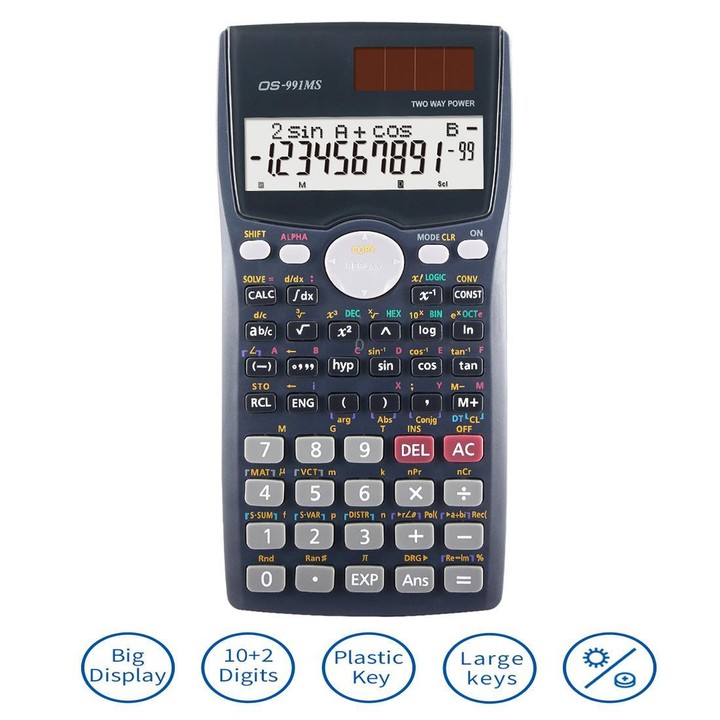 OSALO OS-991MS 10+2 Digits Double Line Display Multi-functional Student Function Scientific Calculator Solar Energy Dual Power C