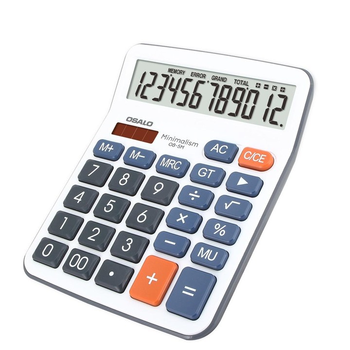 OSALO OS-5M 12 Digits Desktop Calculator Solar Energy Dual Power Calculator