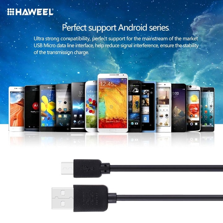 3 PCS HAWEEL 1m High Speed Micro USB to USB Data Sync Charging Cable Kits For Galaxy, Huawei, Xiaomi, LG, HTC and other Smart Ph