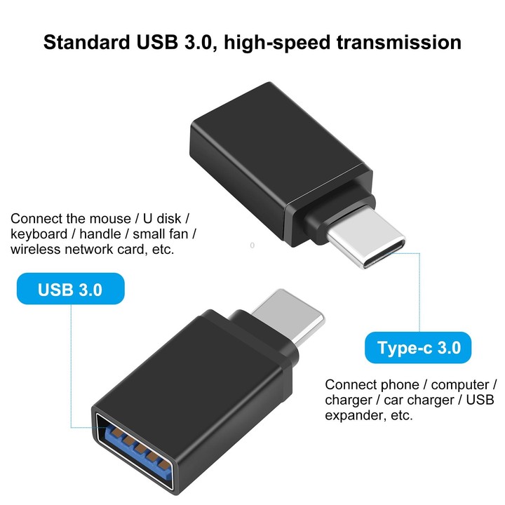 HAWEEL USB-C / Type-C Male to USB 3.0 Female OTG Data Transmission Adapter(Black)