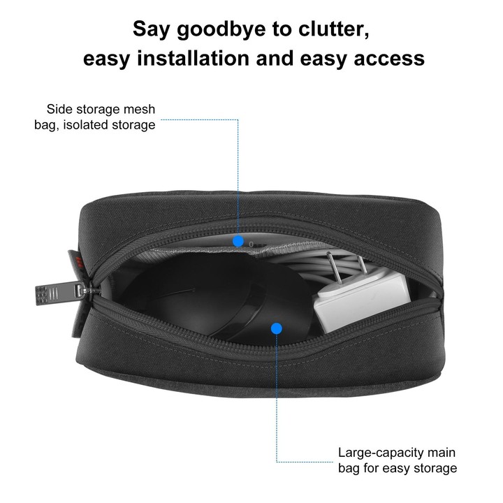 HAWEEL Electronic Organizer Storage Bag for Charger, Power Bank, Cables, Mouse, Earphones, Size: S(Black)