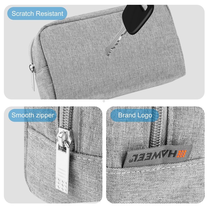 HAWEEL Electronic Organizer Storage Bag for Charger, Power Bank, Cables, Mouse, Earphones, Size: S(Grey)