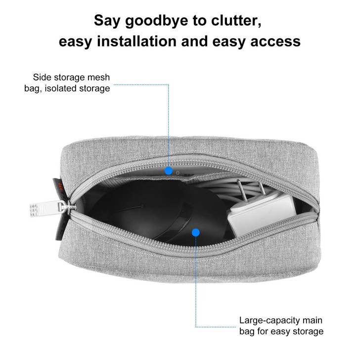 HAWEEL Electronic Organizer Storage Bag for Charger, Power Bank, Cables, Mouse, Earphones, Size: S(Grey)