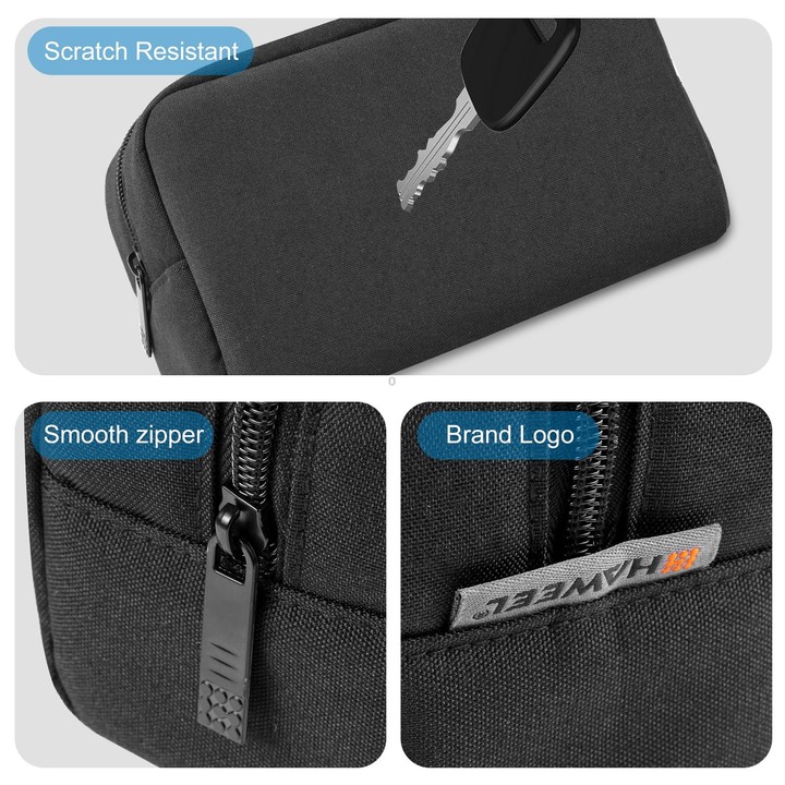 HAWEEL Electronics Organizer Storage Bag for Charger, Power Bank, Cables, Mouse, Earphones, Size: L(Black)