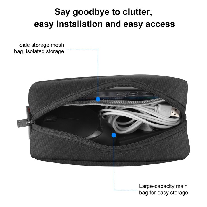 HAWEEL Electronics Organizer Storage Bag for Charger, Power Bank, Cables, Mouse, Earphones, Size: L(Black)