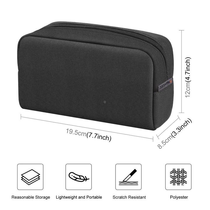 HAWEEL Electronics Organizer Storage Bag for Charger, Power Bank, Cables, Mouse, Earphones, Size: L(Black)