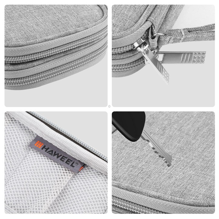 HAWEEL Electronic Organizer Double Layers Storage Bag for Cables, Charger, Power Bank, Phones, Earphones (Grey)