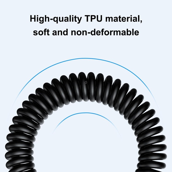 HAWEEL 1.5m 5A USB-C / Type-C to USB-C / Type-C Retractable Coiled PD Fast Charging Cable