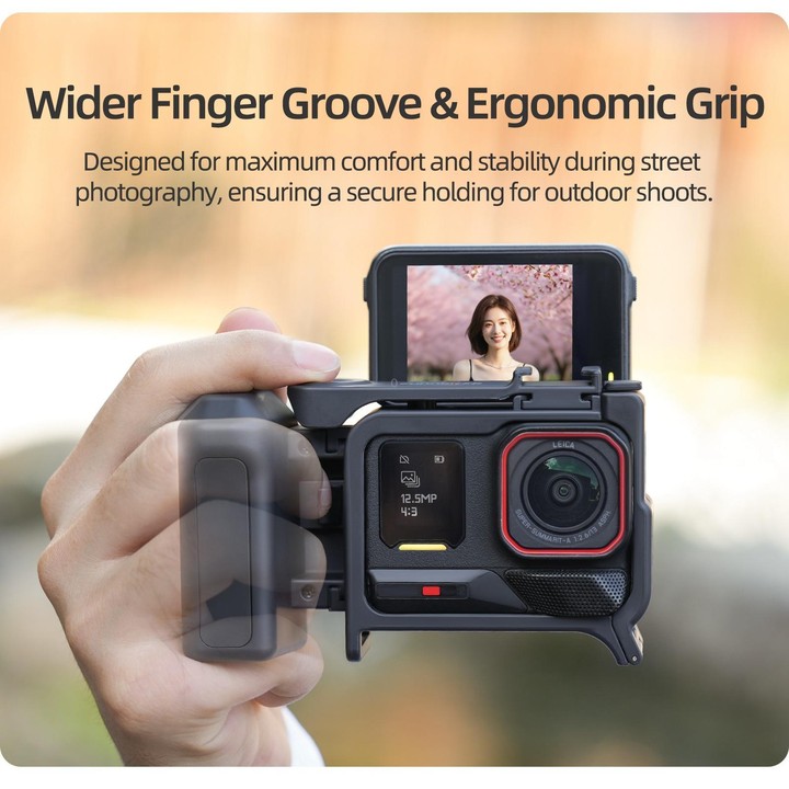 Sunnylife 2-in-1 Detachable Protective Frame & Street Photography Handle for Insta360 Ace Pro 2 / 1 (Black)