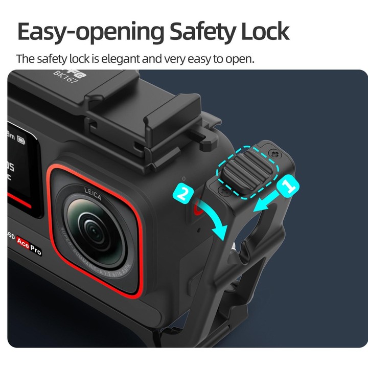 Sunnylife 2-in-1 Detachable Protective Frame & Street Photography Handle for Insta360 Ace Pro 2 / 1 (Black)