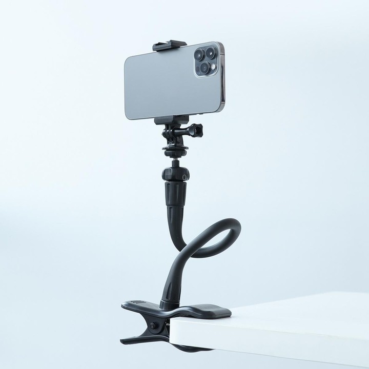Flexible Arm Desktop Rod Action Camera Phone Holder Stand(Black)
