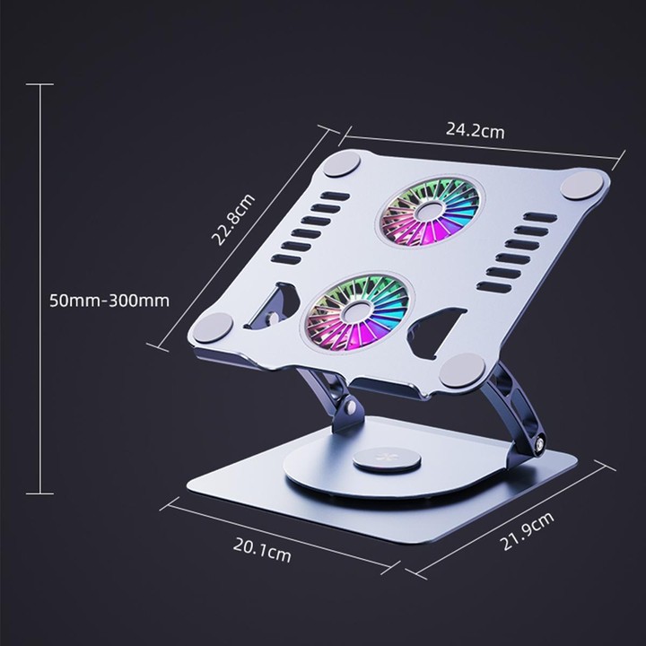 R- JUST HZ13-1 Rotating Foldable Multi-Angle Aluminum Alloy Laptop Fan Bracket (Silver)