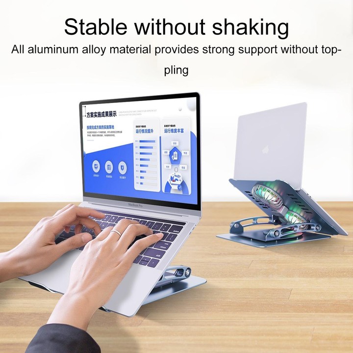 R- JUST HZ22-1 Rotating Dual-purpose Desktop Fan Aluminum Alloy Laptop Stand (Grey)