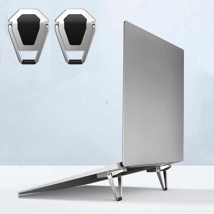 2 PCS R-JUST BJ01 Universal Stickable Shield Shape Laptop Foldable Stand(Silver)