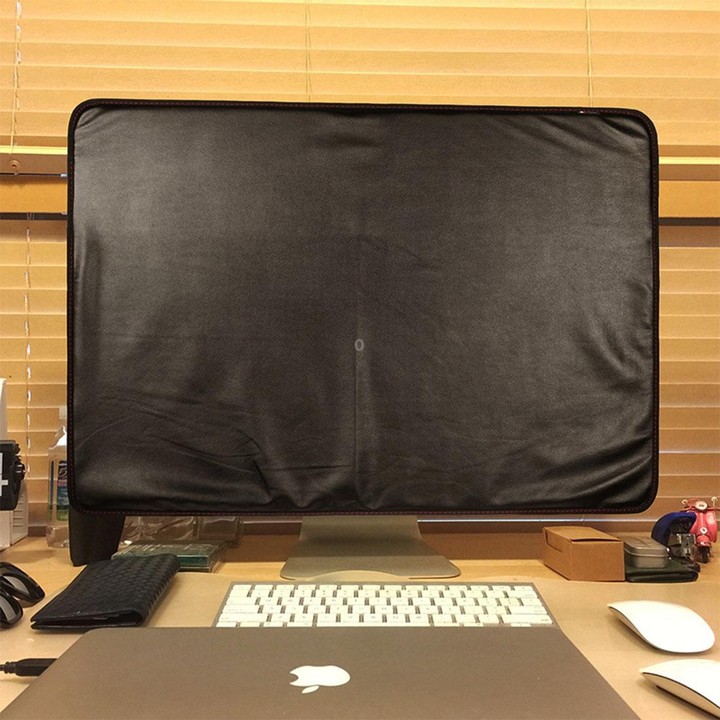 For 21 inch Apple iMac Portable Dustproof Cover Desktop Apple Computer LCD Monitor Cover with Pocket, Size: 54.5x38.1cm(Black)