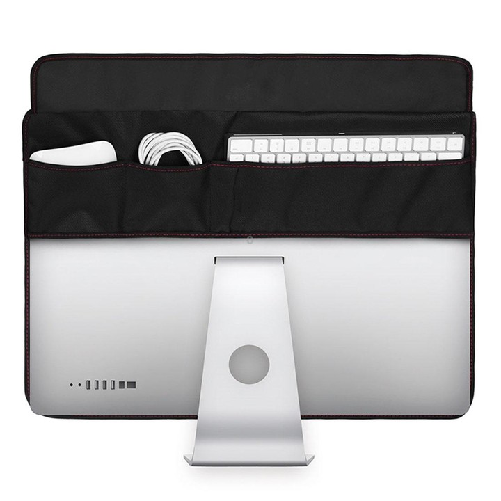 For 21 inch Apple iMac Portable Dustproof Cover Desktop Apple Computer LCD Monitor Cover with Pocket, Size: 54.5x38.1cm(Black)