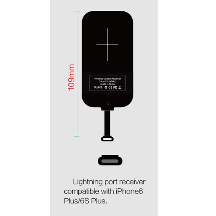 NILLKIN Magic Tag QI Standard Wireless Charging Receiver for iPhone 7 Plus / 6s Plus / 6 Plus, with 8 Pin Port, Length: 109mm