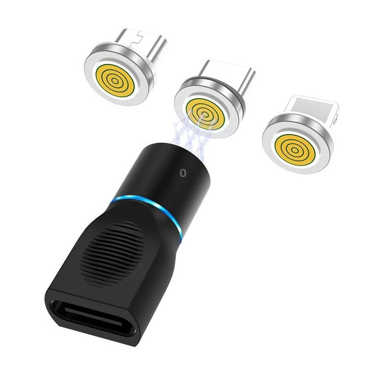 4 in 1 3A 8 Pin & USB-C / Type-C & Micro USB Zinc Alloy Magnetic Charging Head + USB-C / Type-C Magnetic Charging Adapter Set (B