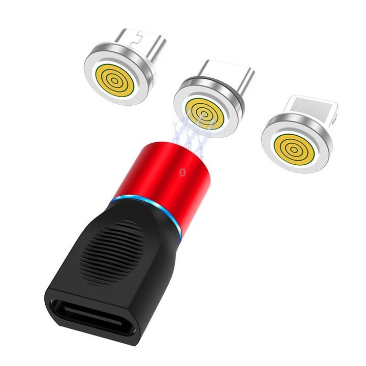 4 in 1 3A 8 Pin & USB-C / Type-C & Micro USB Zinc Alloy Magnetic Charging Head + USB-C / Type-C Magnetic Charging Adapter Set (R