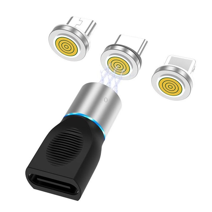 4 in 1 3A 8 Pin & USB-C / Type-C & Micro USB Zinc Alloy Magnetic Charging Head + USB-C / Type-C Magnetic Charging Adapter Set (S