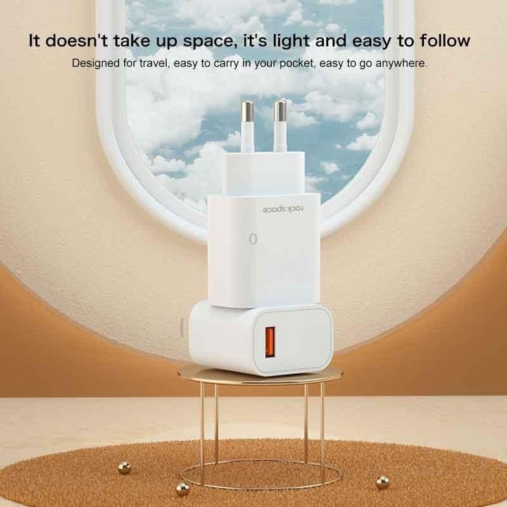 ROCK SPACE HGF-058EU-A T48 QC3.0 USB Single Port Travel Charger, EU Plug