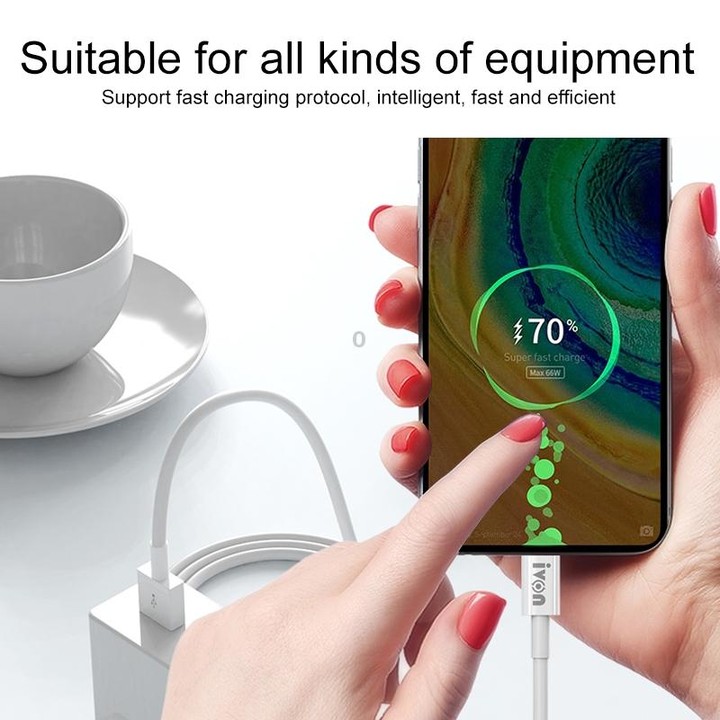 IVON CA70 Micro USB Fast Charging Data Cable, Length: 2m (White)
