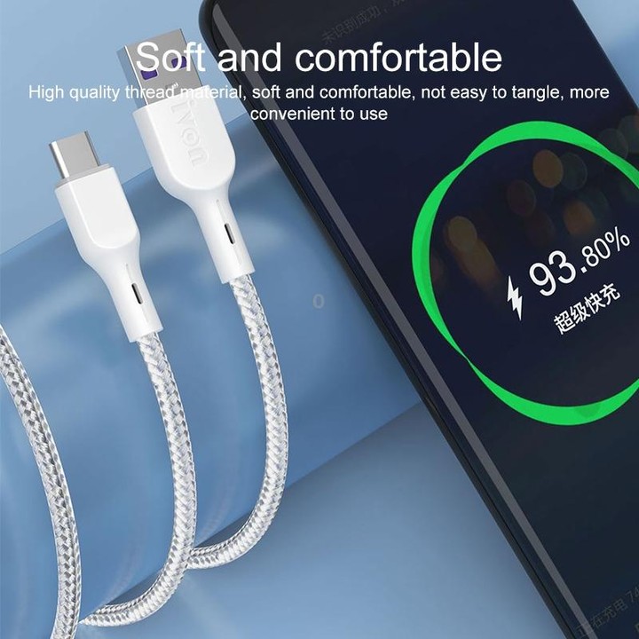 IVON CA85 Type-C / USB-C Super Fast Charging Data Cable, Length: 1m (White)