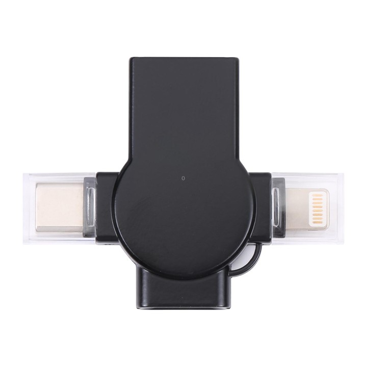 X09 4 in 1 USB to Dual 8 Pin+USB-C/Type-C Interface OTG Adapter (Black)