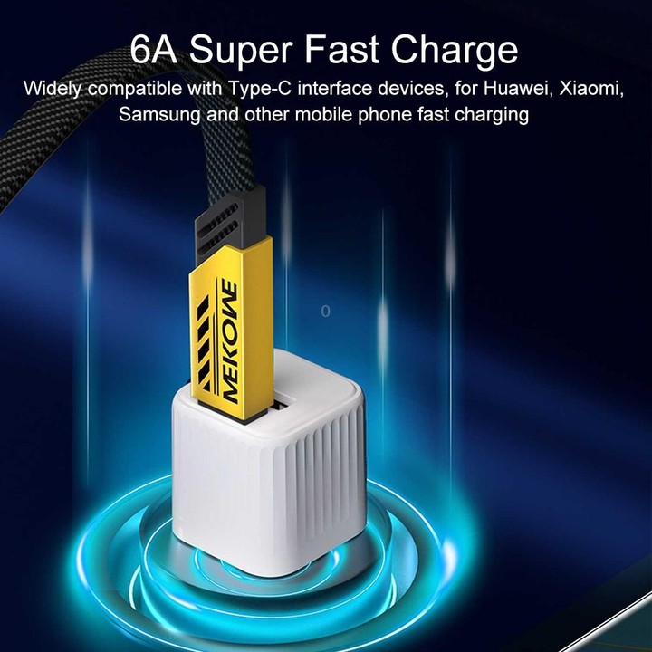 WK WDC-190a Mech Series 6A USB to USB-C/Type-C Fast Charge Data Cable, Length: 1m(Tarnish)