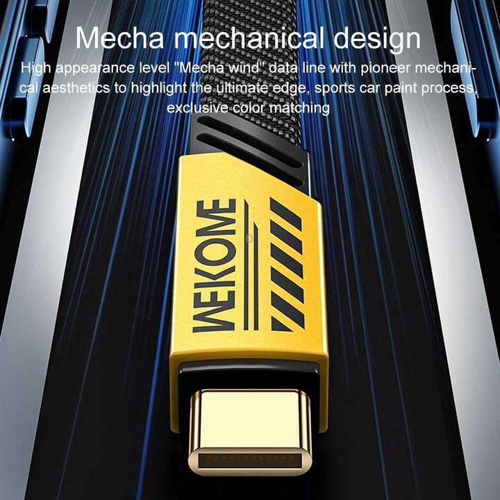 WK WDC-190a Mech Series 6A USB to USB-C/Type-C Fast Charge Data Cable, Length: 1m(Yellow)