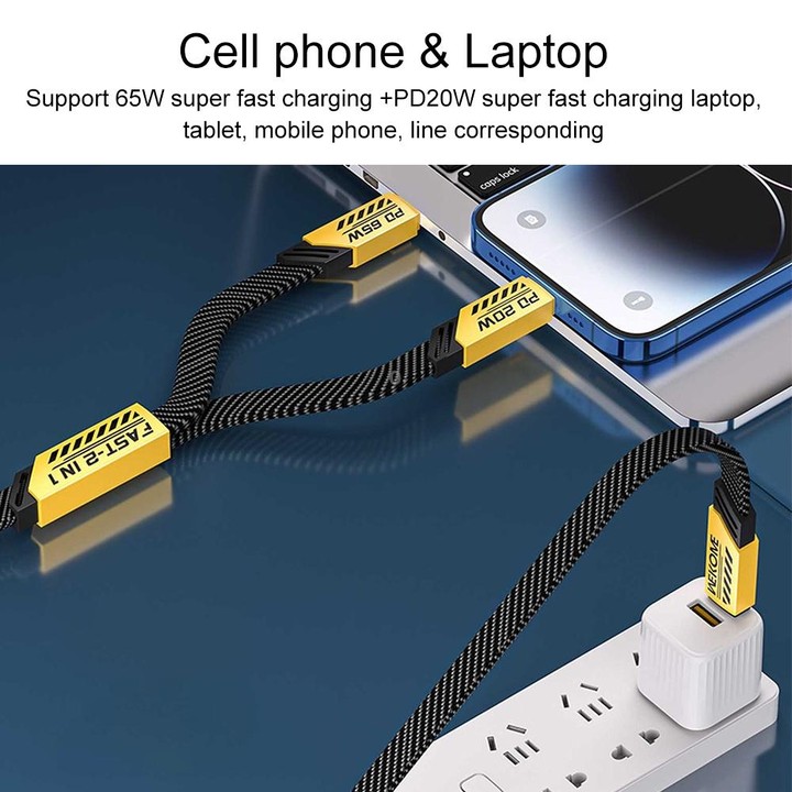 WK WDC-190a Mech Series 6A USB to USB-C/Type-C Fast Charge Data Cable, Length: 1m(Yellow)