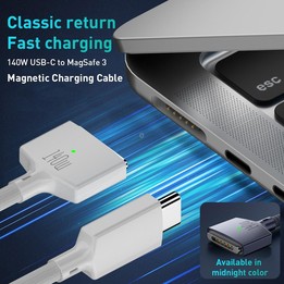 140W USB-C / Type-C to MagSafe 3 Magnetic Fast Charging Cable, Length:2m (White)