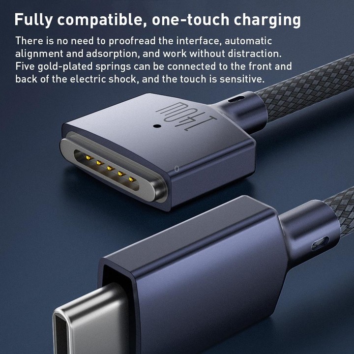 140W USB-C / Type-C to MagSafe 3 Nylon Braided Magnetic Charging Cable, Length: 2m (Blue)