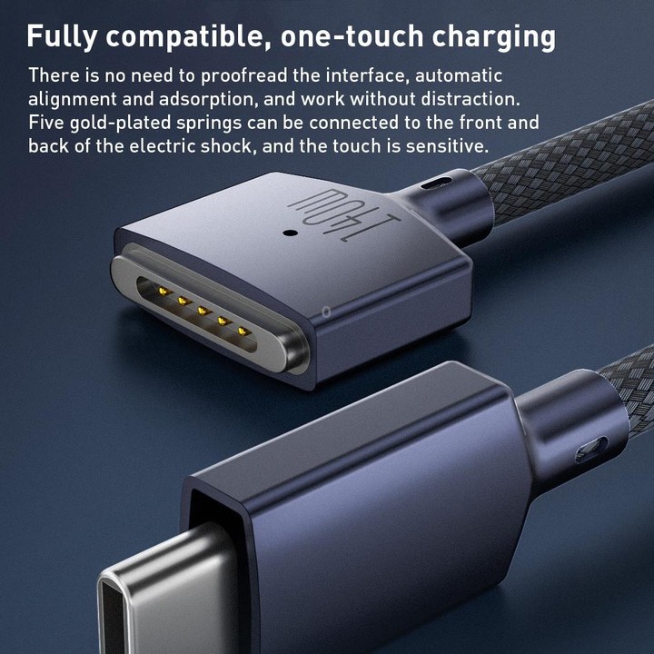 140W USB-C / Type-C to MagSafe 3 Nylon Braided Magnetic Charging Cable, Length: 2m (White)