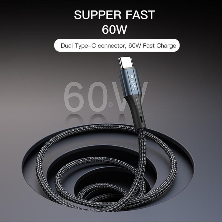 Yesido CA96 3A 66W USB-C / Type-C to USB-C / Type-C Fast Charging Cable, Length: 1.2m