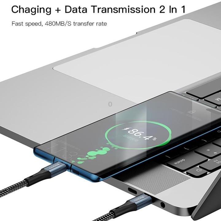 Yesido CA96 3A 66W USB-C / Type-C to USB-C / Type-C Fast Charging Cable, Length: 1.2m