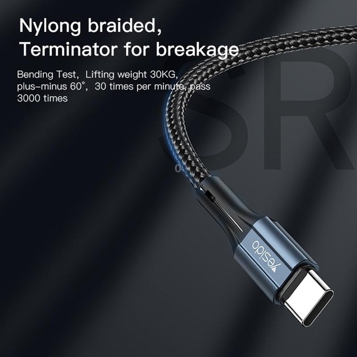Yesido CA96 3A 66W USB-C / Type-C to USB-C / Type-C Fast Charging Cable, Length: 1.2m