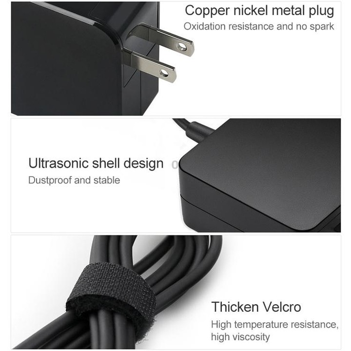 65W USB-C / Type-C Power Adapter Portable Charger for Laptops with Type-C Charging Cable, US Plug