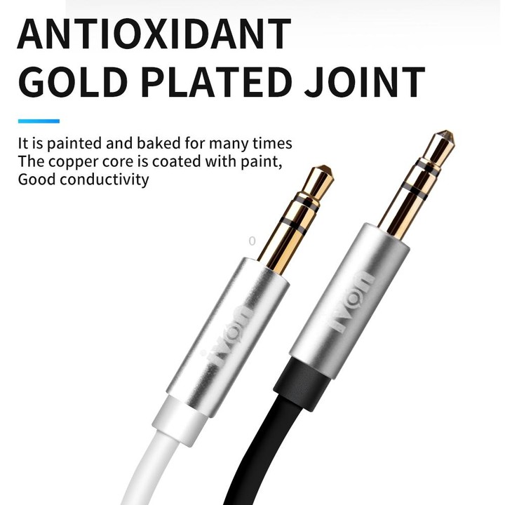 IVON CA55 3.5mm Male to Male AUX Audio Cable, Cable Length: 1m(White)