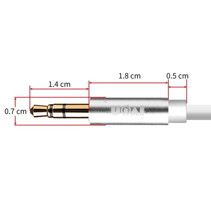 IVON CA55 3.5mm Male to Male AUX Audio Cable, Cable Length: 1m(White)