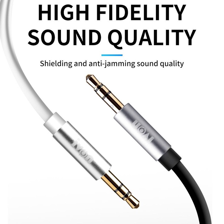 IVON CA55 3.5mm Male to Male AUX Audio Cable, Cable Length: 1m(White)