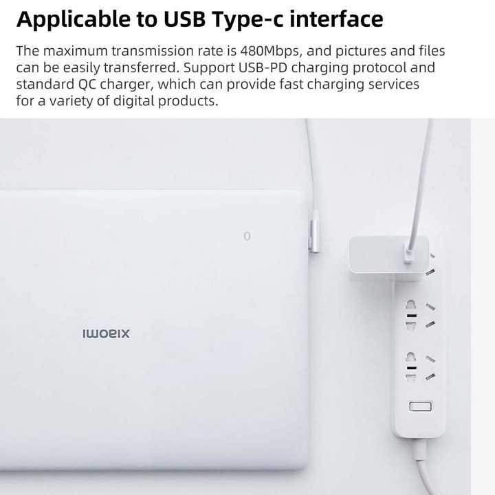 Original Xiaomi 6A USB to USB-C / Type-C 90 Degree Elbow Fast Charging Data Cable, Length: 1.5m