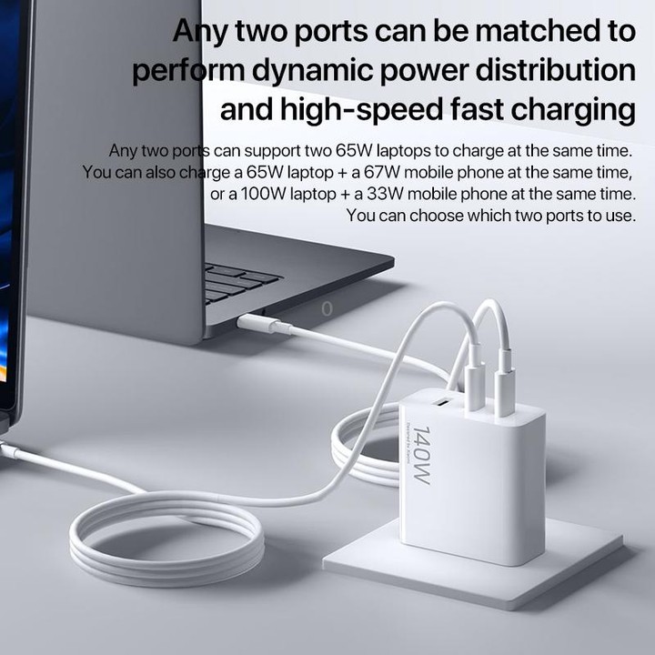 Original Xiaomi 140W 1 x USB + 2 x USB-C / Type-C Three Ports GaN Fast Charger Set, US Plug