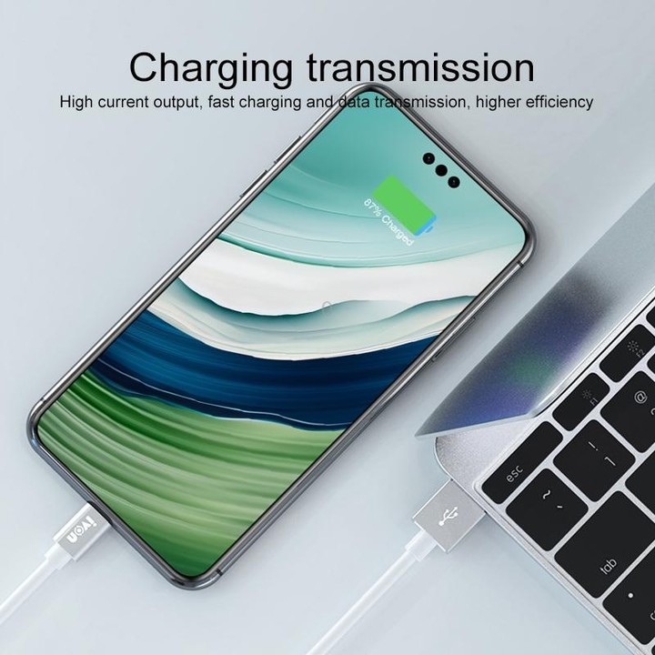 IVON CA73 2.4A Type-C / USB-C Fast Charging Data Cable, Length: 2m(Black)
