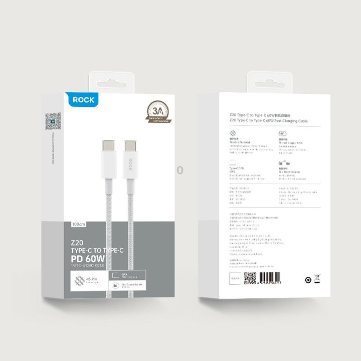 ROCK Z20 1m PD60W USB-C / Type-C to USB-C / Type-C Fast Charging Data Cable