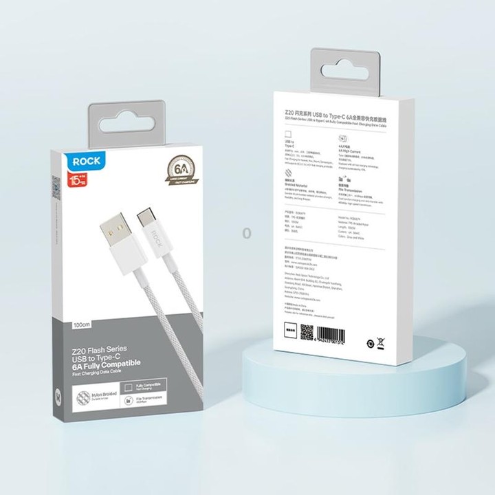 ROCK Z20 1m 6A USB to USB-C / Type-C Fast Charging Data Cable